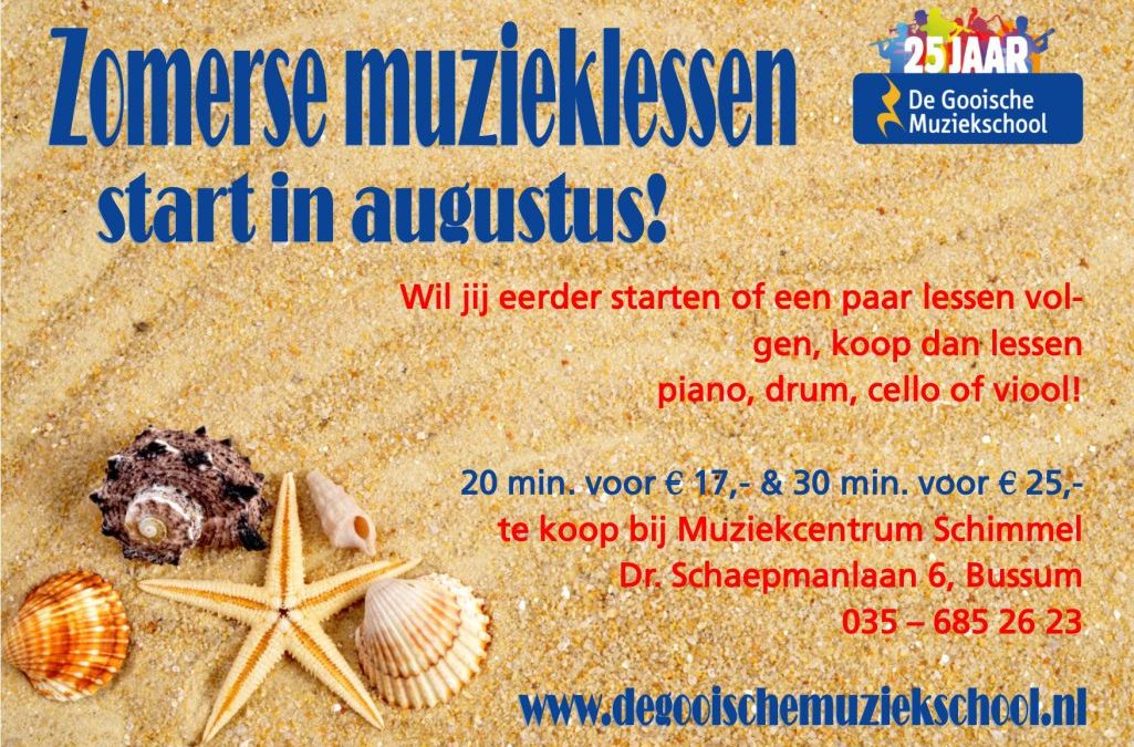 Zomerse Muzieklessen via Muziekcentrum Schimmel