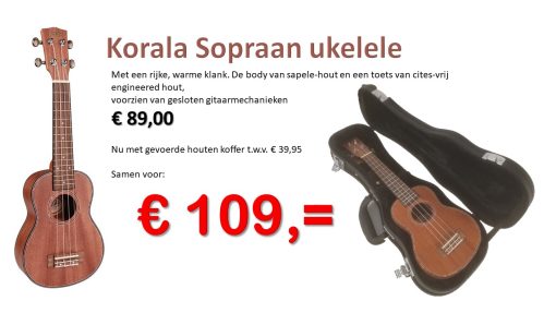 Korala Performer Series sopraan ukelele met koffer